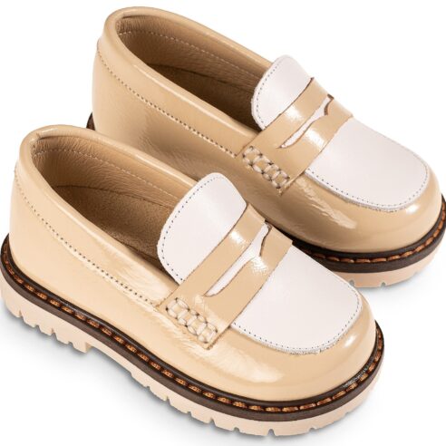 Τρίχρωμο Loafer EXC5256 Μπεζ Λευκό