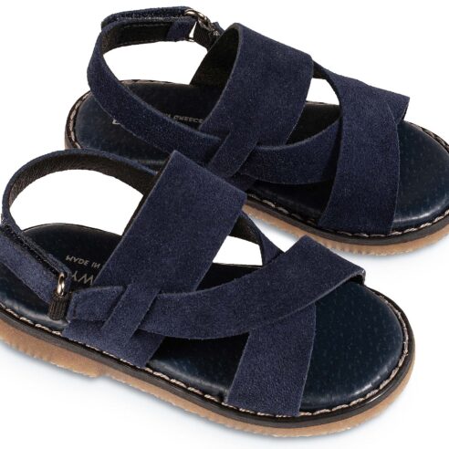 Δερμάτινο Suede Σανδάλι Χιαστί GR0104 Μπλε