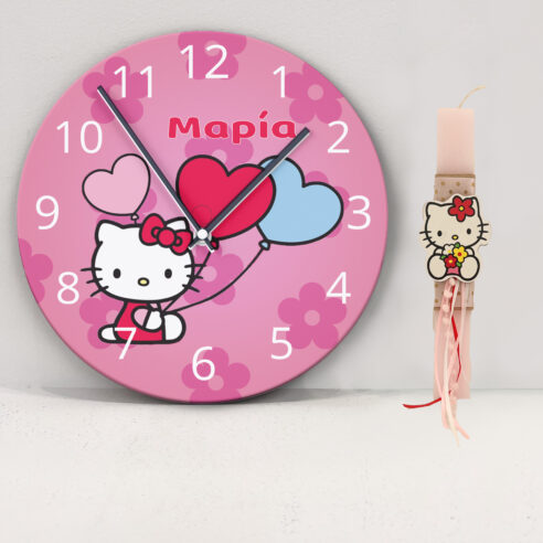Λαμπάδα Hello Kitty με ρολόι και όνομα