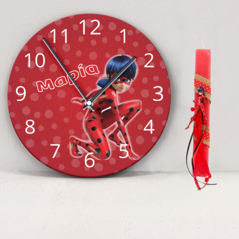 Λαμπάδα Miraculous Lady Bug με ρολόι και όνομα