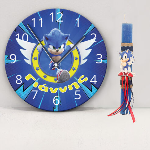 Λαμπάδα Sonic με ρολόι και όνομα