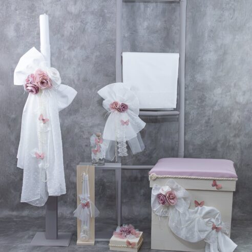 Χειροποίητο Σετ βάπτισης για Κορίτσι Λούλουδια με πεταλούδες