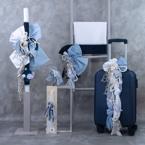 Χειροποίητο Σετ βάπτισης για Αγόρι Θαλασσινό