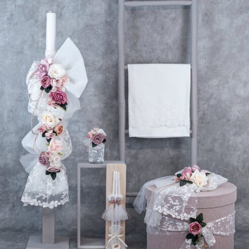 Χειροποίητο Σετ βάπτισης για Κορίτσι Λούλουδια