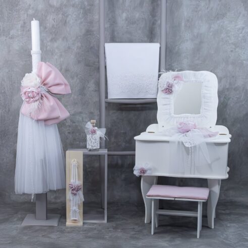 Χειροποίητο Σετ βάπτισης για Κορίτσι με μπουντουάρ