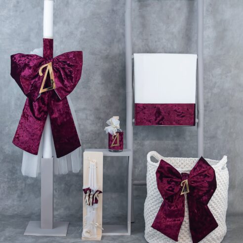 Χειροποίητο Σετ βάπτισης για Κορίτσι Χριστουγεννιάτικο Μονόγραμμα