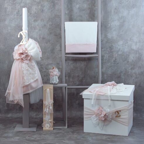 Χειροποίητο Σετ βάπτισης για Κορίτσι Λούλουδια ρομαντικό