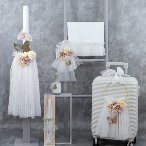 Χειροποίητο Σετ βάπτισης για Κορίτσι Πεταλούδα με λουλούδια