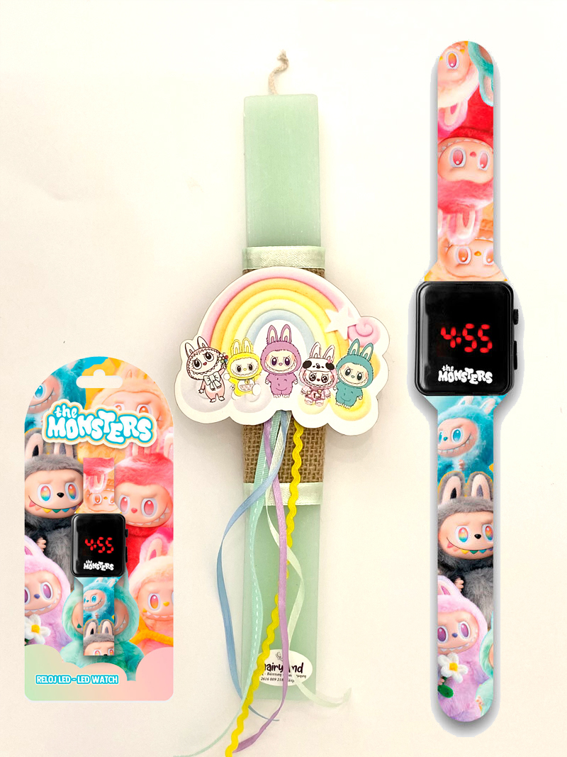 λαμπάδα-labubu με ρολόι χειρός labubu