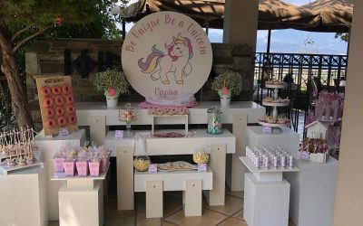 Διακόσμηση βάπτισης στο θέμα μονόκερως για κοριτσάκι